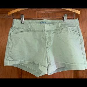 Green mid-rise Pixie shorts